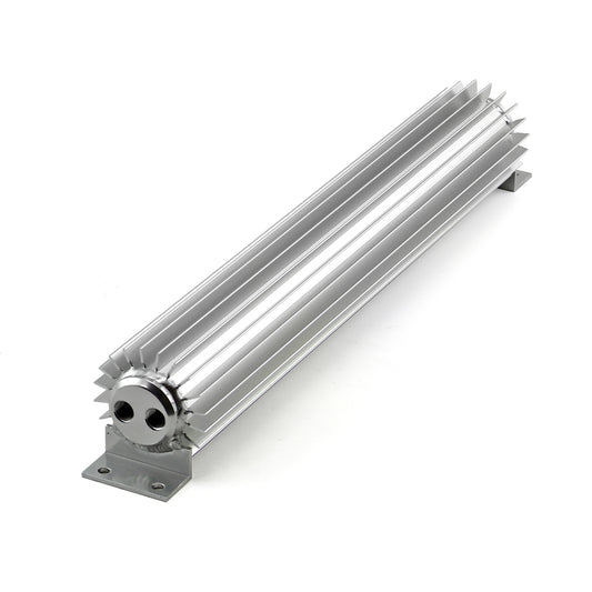 18" Silver Anodized Dual Pass Transmission Oil Cooler With Fittings
