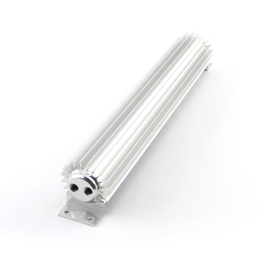 Enfriador de aceite de transmisión de doble paso anodizado en plata de 20" con accesorios