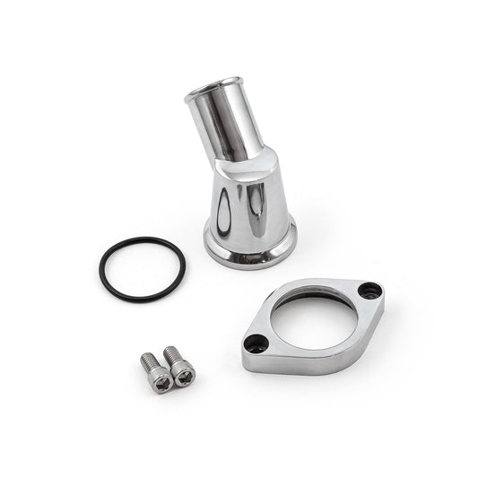 Carcasa de termostato de aluminio con cuello de agua pulido y giro de 45 grados para Chevy SBC 350