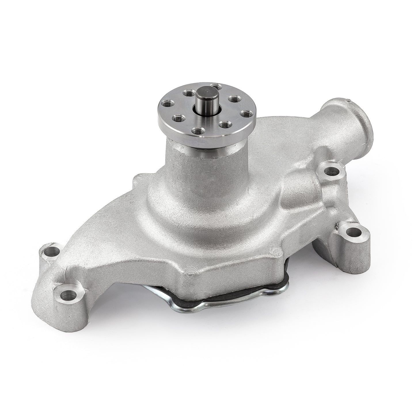 Bomba de agua corta de aluminio de alto volumen para Chevy SBC 350 sin puerto de calefacción [satinado]