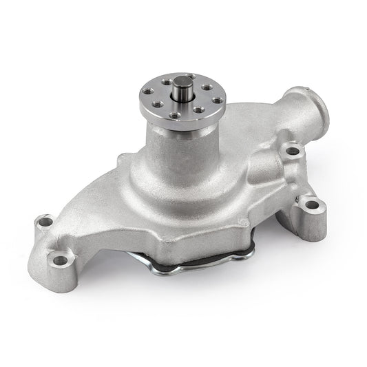 Bomba de agua corta de aluminio de alto volumen para Chevy SBC 350 sin puerto de calefacción [satinado]