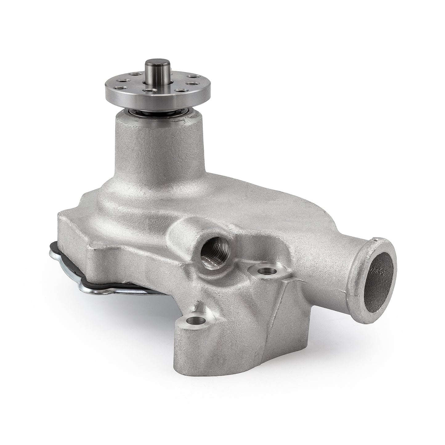 Bomba de agua corta de aluminio de alto volumen para Chevy SBC 350 sin puerto de calefacción [satinado]