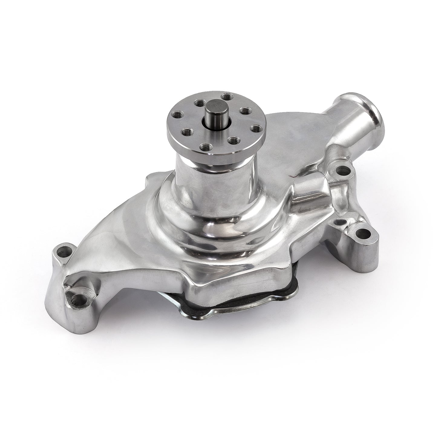 Bomba de agua corta de aluminio de alto volumen para Chevy SBC 350 sin puerto de calefacción [pulida]