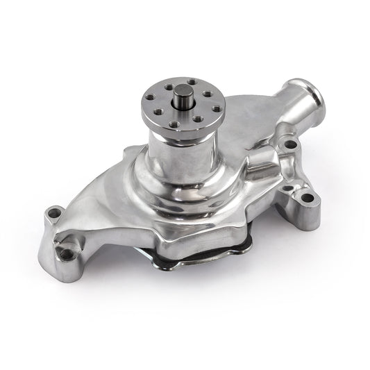 Bomba de agua corta de aluminio de alto volumen para Chevy SBC 350 sin puerto de calefacción [pulida]