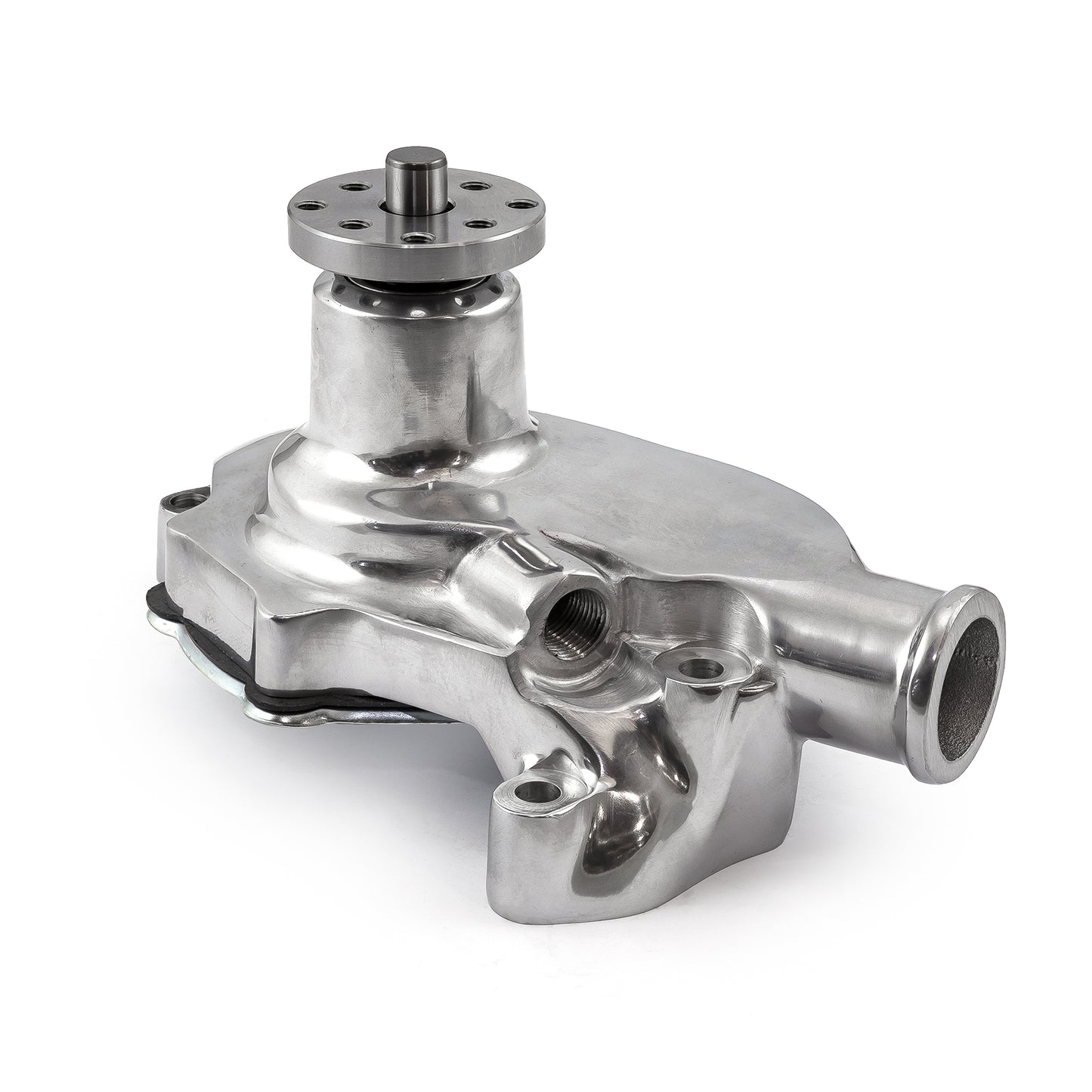 Bomba de agua corta de aluminio de alto volumen para Chevy SBC 350 sin puerto de calefacción [pulida]