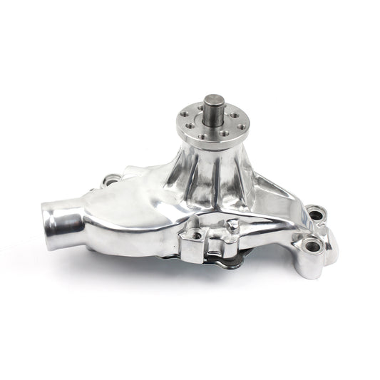 Bomba de agua corta de aluminio pulido de alto volumen Chevy SBC 350 con puerto de calefacción