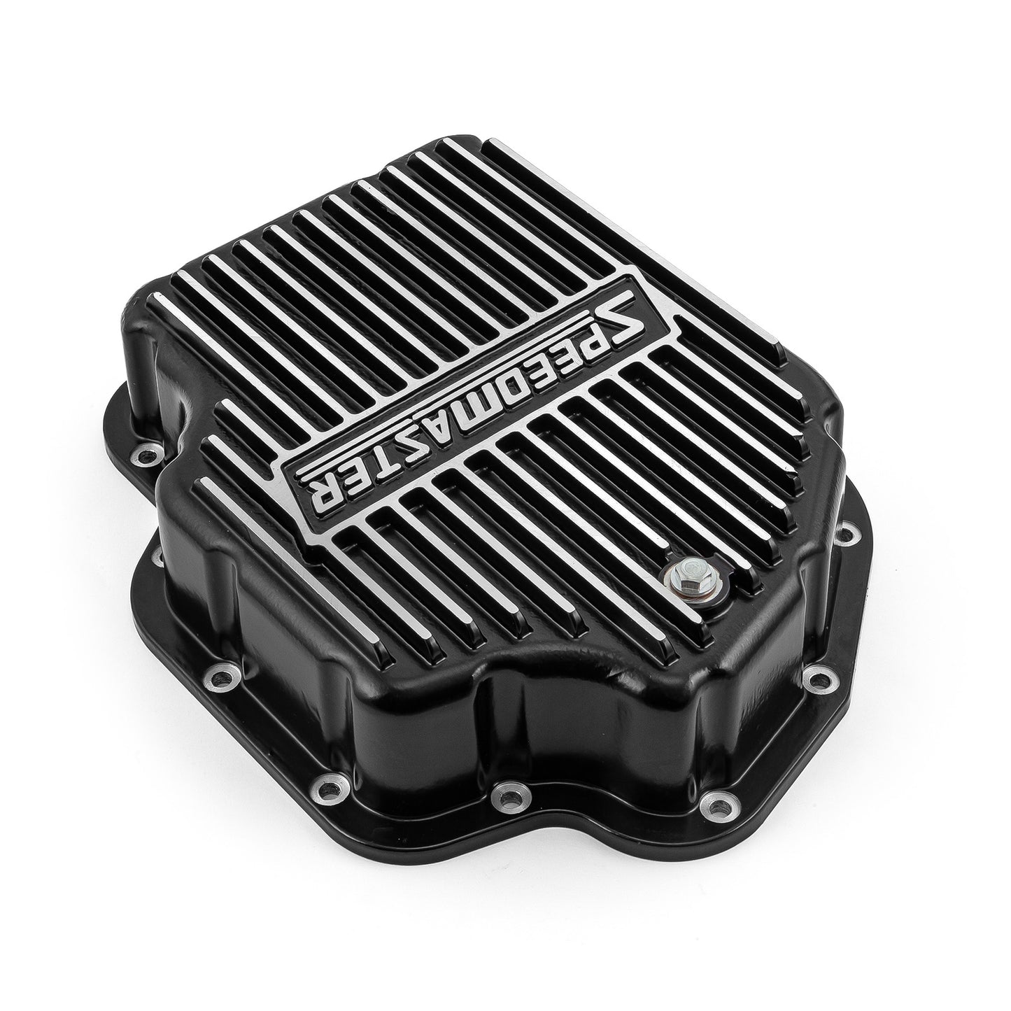 Cárter de aceite de transmisión de alto volumen de aluminio Turbo 400 TH400 con aletas fundidas en negro