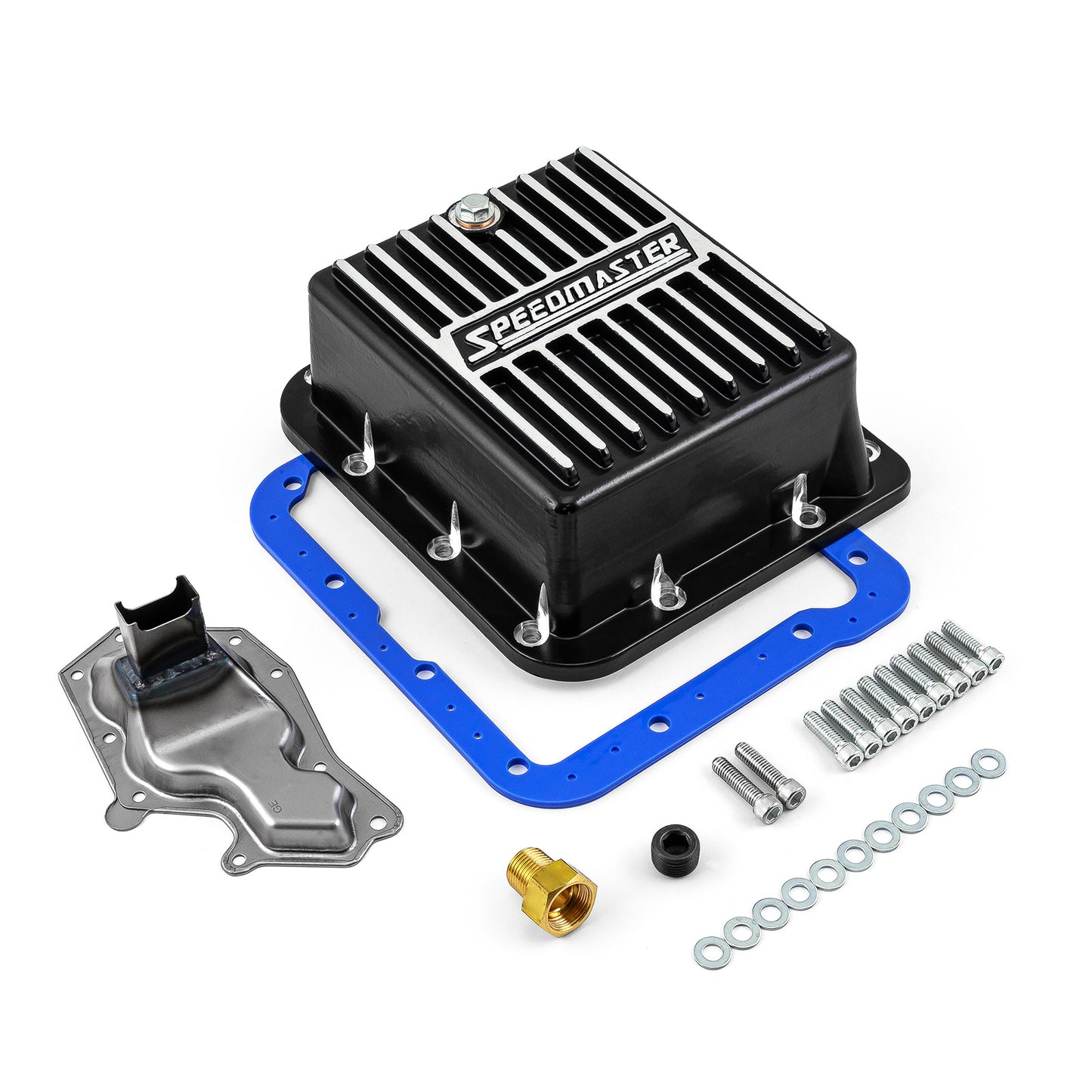 Ford C4 High Volume Transmission Oil Pan Cast Aluminum Finned Black [2qt]