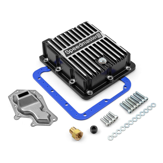 Ford C4 High Volume Transmission Oil Pan Cast Aluminum Finned Black [1.750qt]