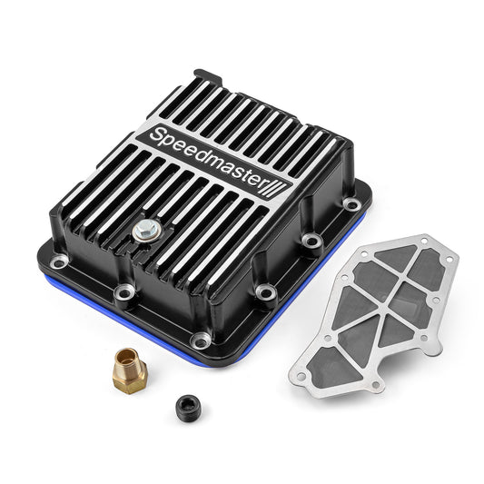 Ford C4 High Volume Transmission Oil Pan Cast Aluminum Finned Black [1.750qt]