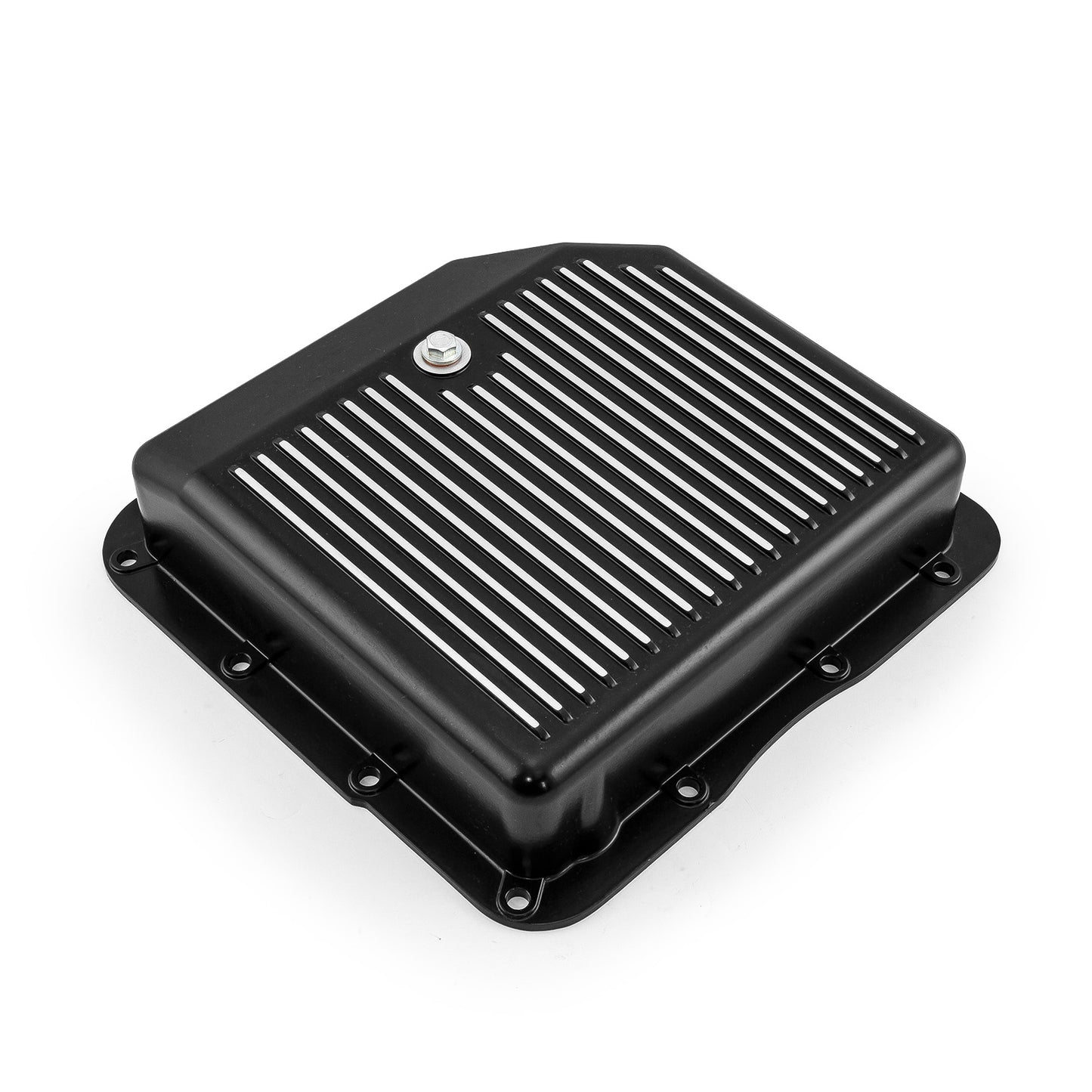 Cárter de aceite de transmisión de aluminio de capacidad extra con aletas negras para GM Turbo TH350