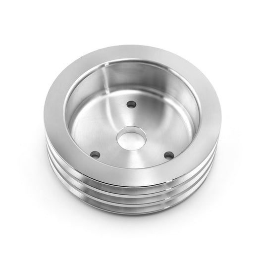 Bomba de agua corta de aluminio billet Chevy BBC 454, polea de cigüeñal de 3 ranuras