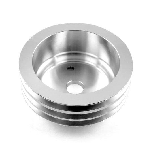 Bomba de agua corta de aluminio billet Chevy SBC 350 con polea de cigüeñal de 3 ranuras