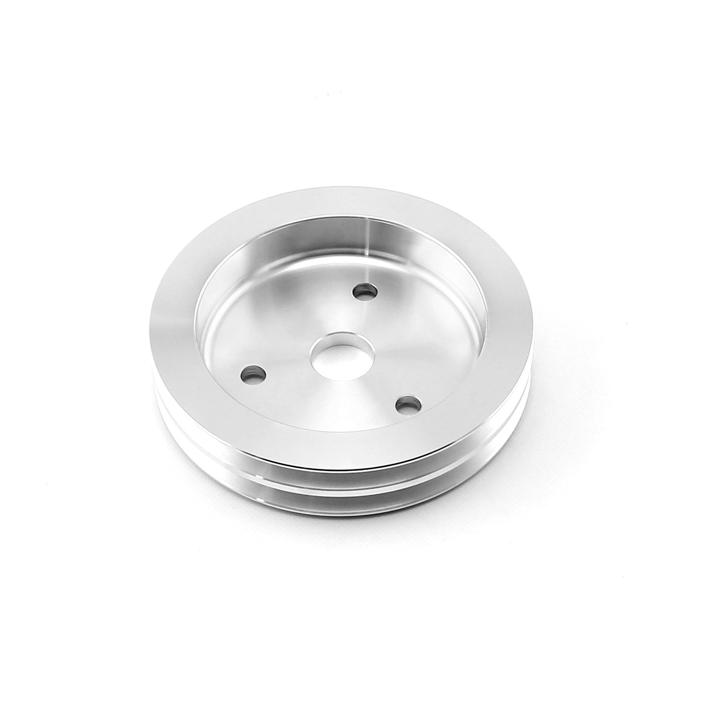 Bomba de agua corta de aluminio billet Chevy SBC 350 con polea de cigüeñal de 2 ranuras