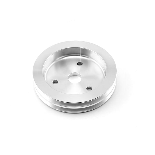 Bomba de agua corta de aluminio billet Chevy SBC 350 con polea de cigüeñal de 2 ranuras