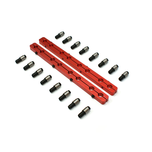 Kit de cinturón de balancín para Chevy SBC 350, color rojo, con tuercas Polylock de 7/16"