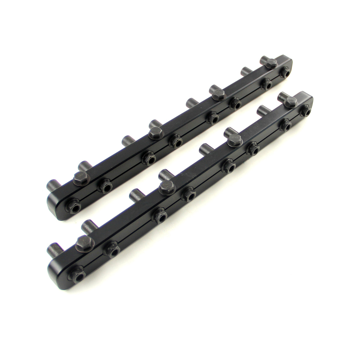 Ford SB 289 302 351 Windsor Rocker Stud Girdle Kit Black With 3/8" Polylock Nuts