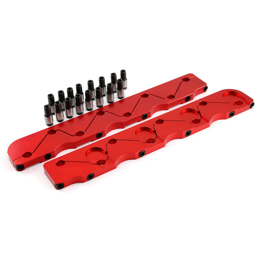 Kit de cinturón de balancín para Chevy BBC 454, color rojo, con tuercas Polylock de 7/16"