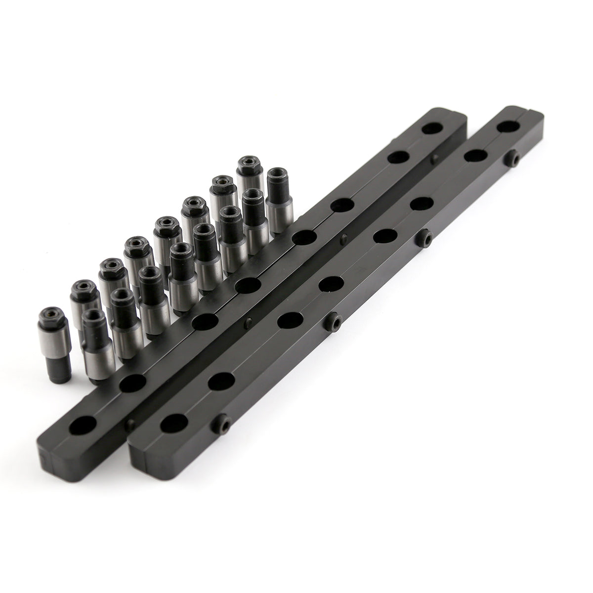 Kit de cinturón de balancín para Chevy SBC 350, color negro, con tuercas Polylock de 3/8"