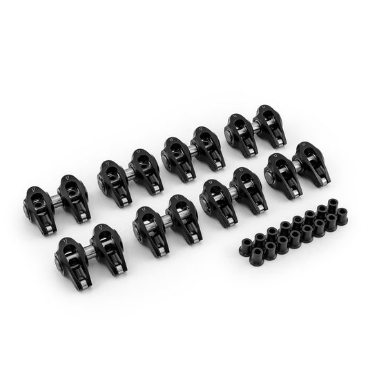 Juego de balancines de rodillos con pedestal de aluminio para Chevy LS1 1.7 Ratio, color negro