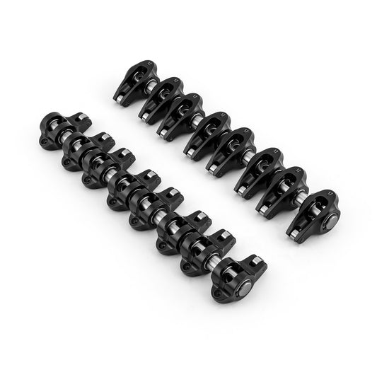 Juego de balancines de rodillos con pedestal de aluminio para Chevy LS1 1.7 Ratio, color negro