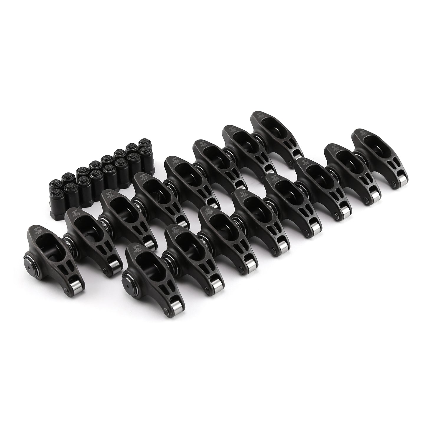 Ford SB 302 351w 1.7 Ratio 7/16" Ultra Black Chromoly Roller Rocker Arms Set