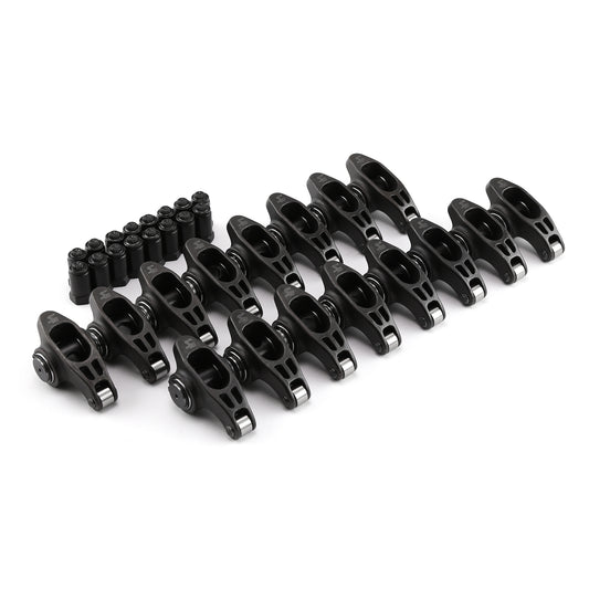 Ford SB 302 351w 1.7 Ratio 7/16" Ultra Black Chromoly Roller Rocker Arms Set