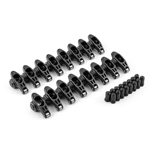 Juego de balancines de rodillos cromados ultra negros Ford 302 351C 460 de 1.73 7/16"