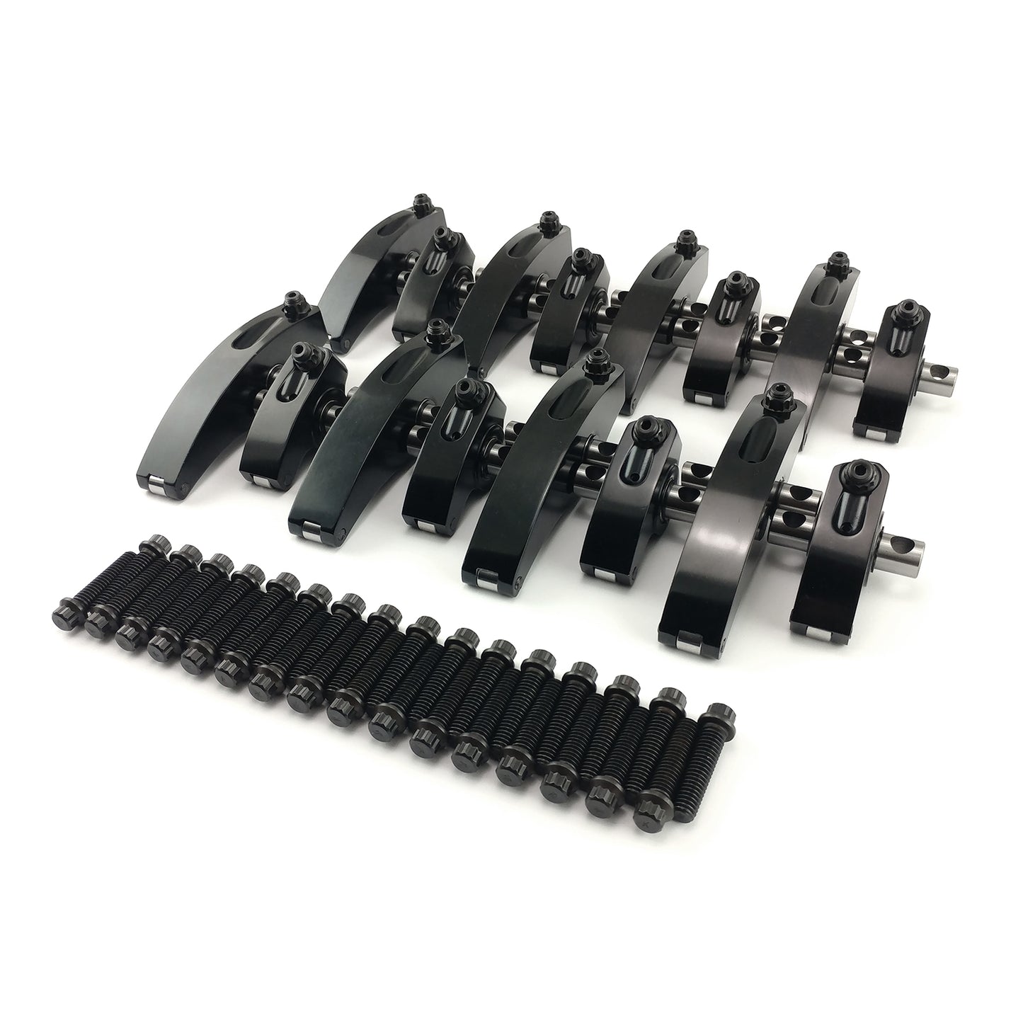 Ford 429 Boss 1.73 Ratio Aluminum Shaft Roller Rocker Arms Set [Black]