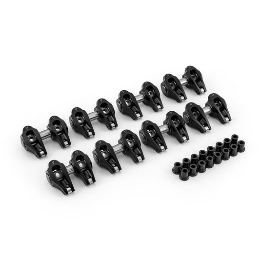 Juego de balancines de rodillos con pedestal de aluminio para Chevy LS3 1.7 Ratio, color negro