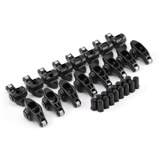 Juego de balancines de cromo-molibdeno ultra negro de 3/8" para Chevy SBC 350, relación 1.6