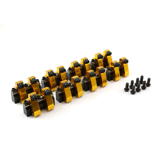 Chevy SBC 350 1.6 Aluminum Shaft Mount Roller Rocker Arm Set .180 Int. Offset