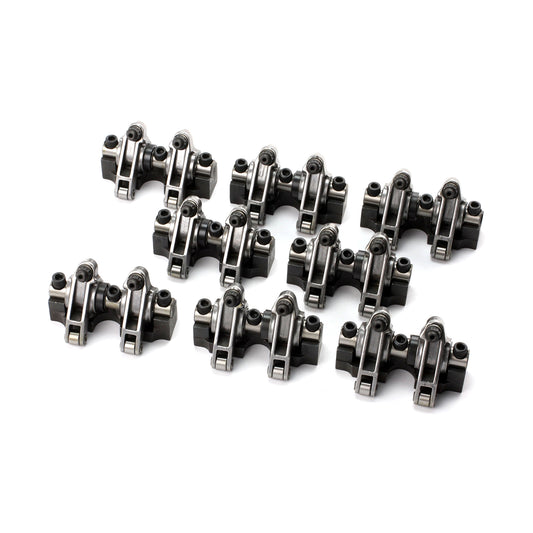Chevy Sbc 350 1.6 Stainless Steel Shaft Mount Roller Rocker Arm Set .100 Offset