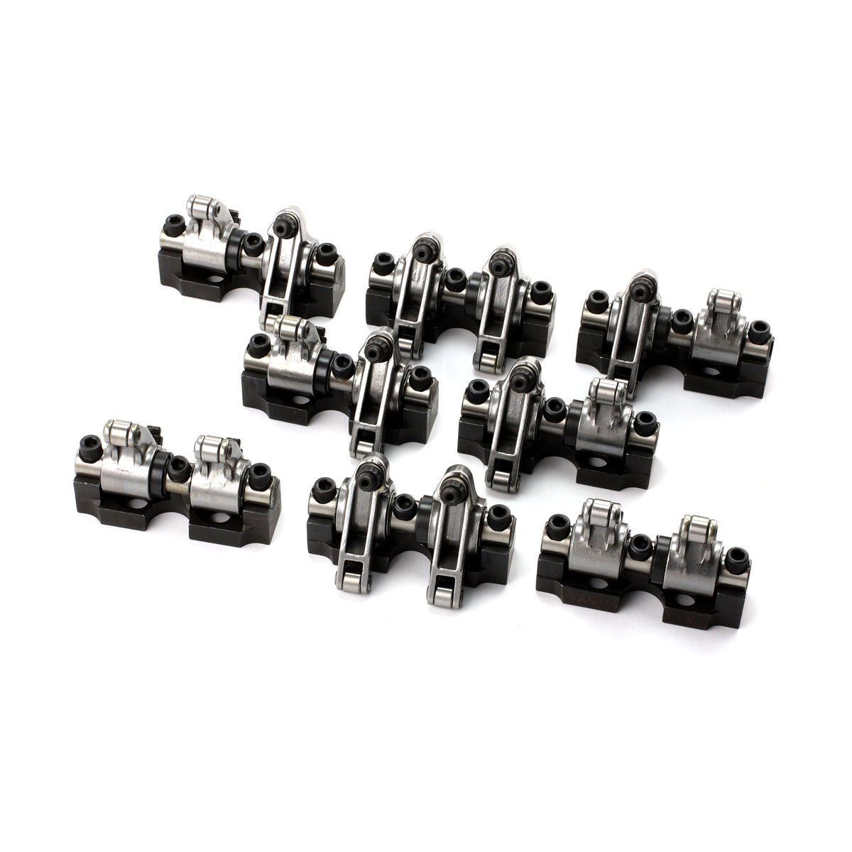 Juego de balancines de rodillos de montaje en eje de acero inoxidable para Chevy SBC 350 1.6 (desplazamiento de 0.100)