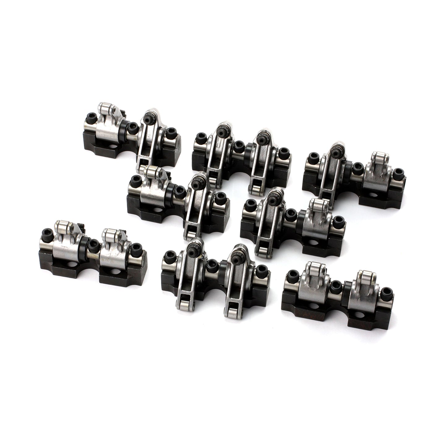 Chevy Sbc 350 1.6 Stainless Steel Shaft Mount Roller Rocker Arm Set .100 Offset