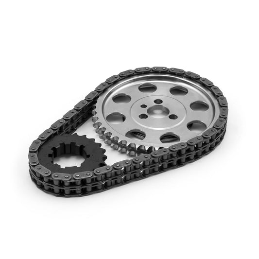 Kit de cadena de distribución de acero billet de 9 chaveteros y doble rodillo para Chevy SBC 350 (Tor/Brg)