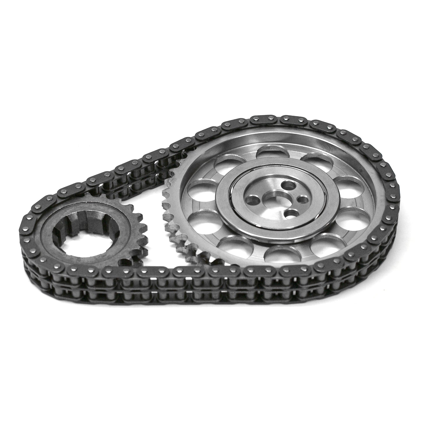 Kit de cadena de distribución de acero billet de 9 chaveteros y doble rodillo para Chevy SBC 350 (Tor/Brg)