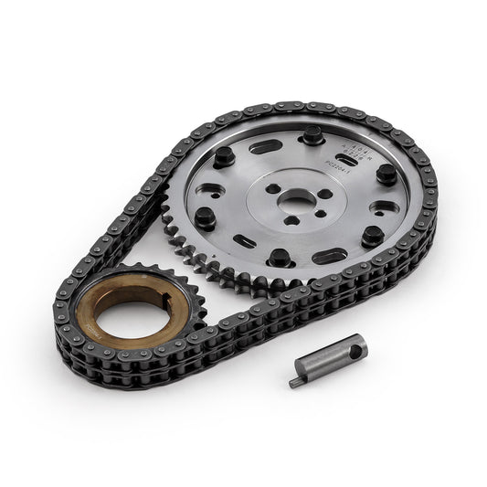 Kit de cadena de distribución de acero billet ajustable de 2 piezas y doble rodillo para Chevy BBC 454