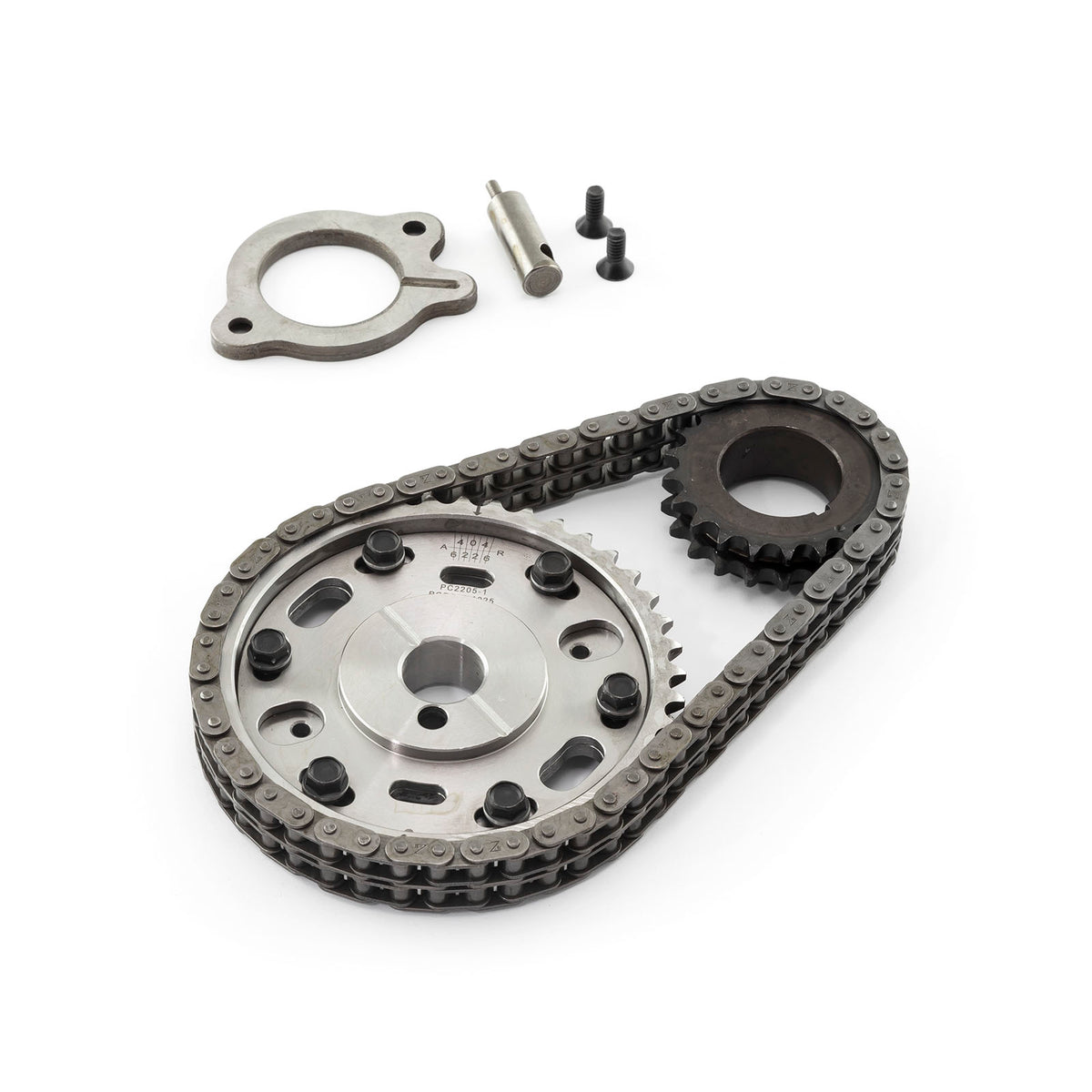 Kit de cadena de distribución de acero billet ajustable de 2 piezas y doble rodillo para Ford SB 289 302