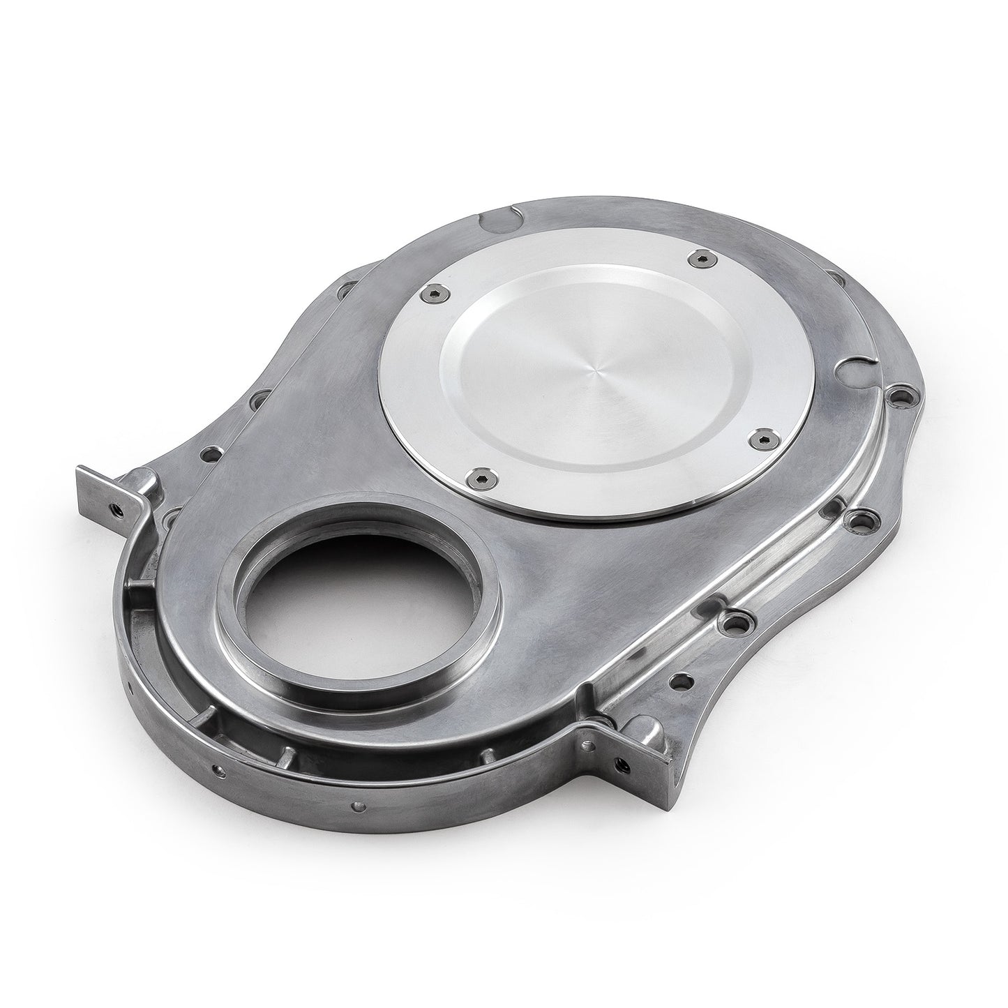 Cubierta de cadena de distribución de aluminio de 2 piezas con placa de inspección para Chevy BBC 454 (1.ª a 4.ª generación)