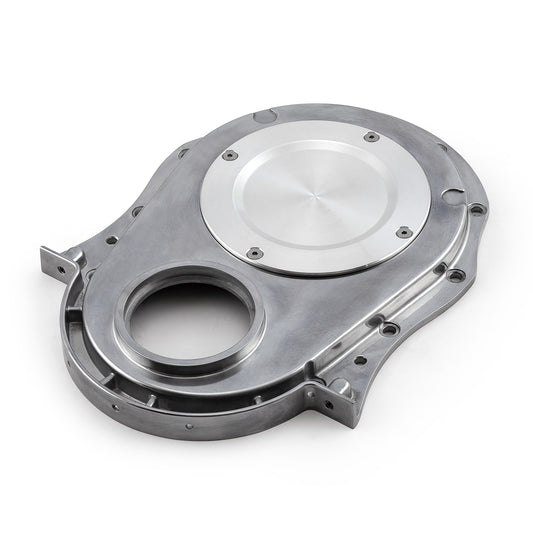 Cubierta de cadena de distribución de aluminio de 2 piezas con placa de inspección para Chevy BBC 454 (1.ª a 4.ª generación)