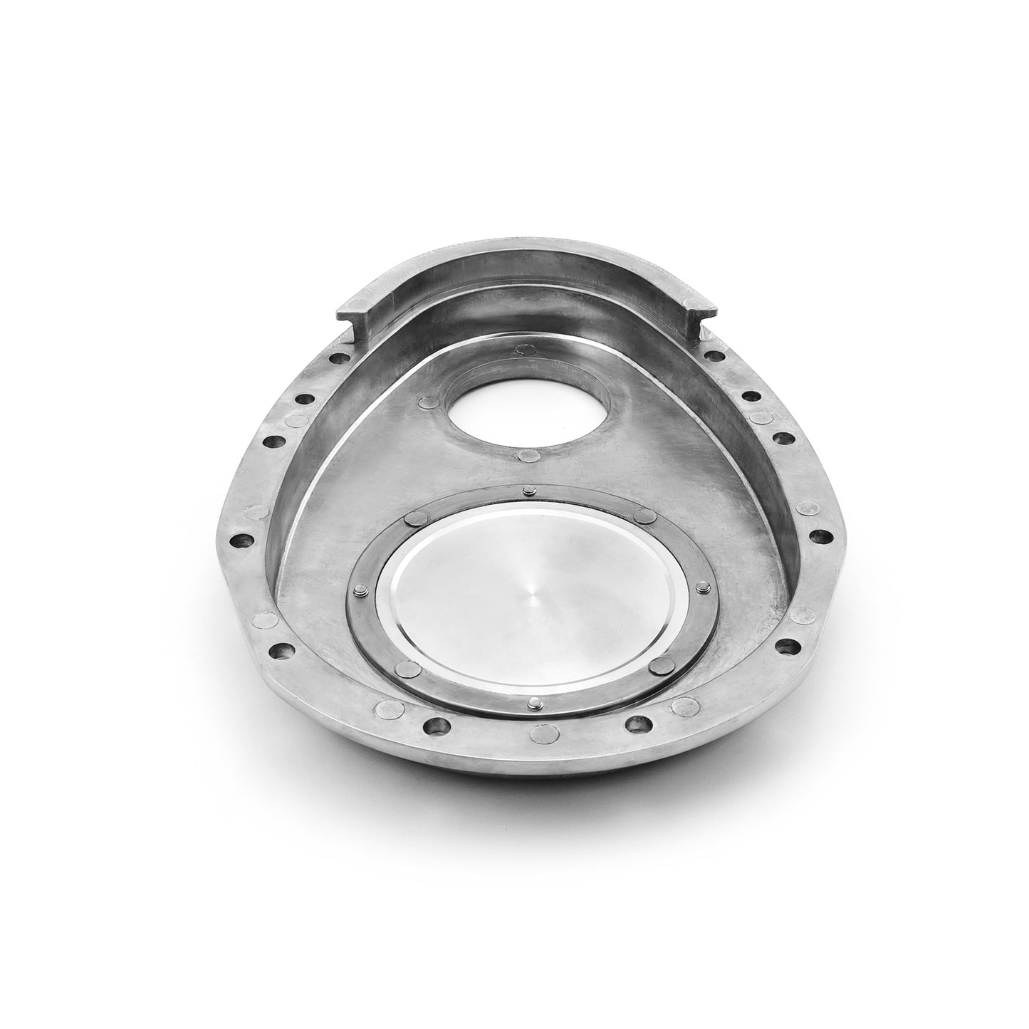 Cubierta de cadena de distribución de aluminio pulido de 2 piezas para Chevy SBC 350 con placa de inspección