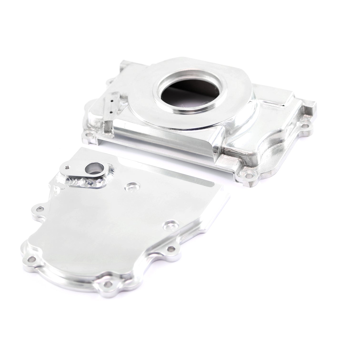 Chevy GM GEN IV LS2 LS3 Polished Front 2pc Timing Cover with Cam Sensor Port
