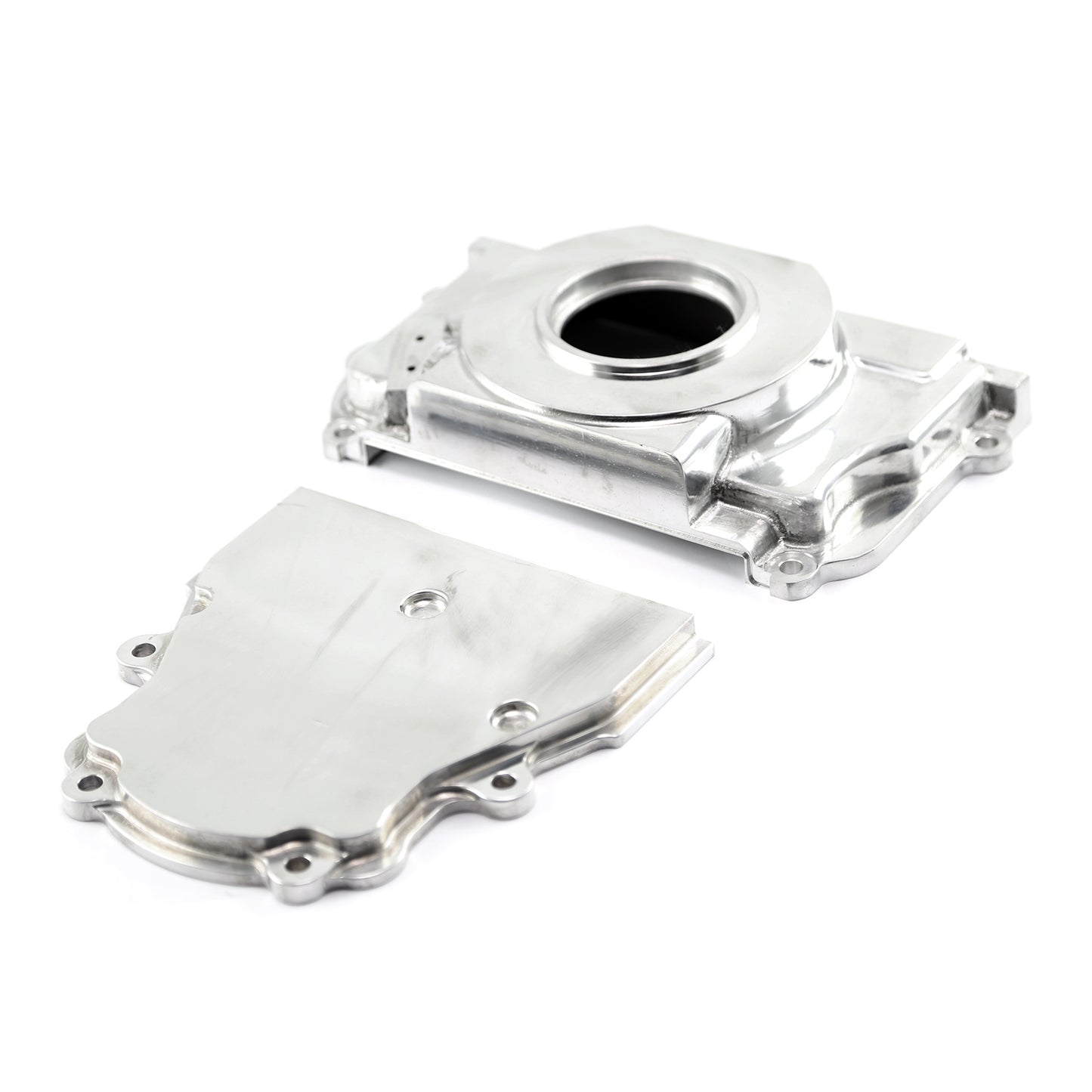 Chevy GM GEN III LS1 LS6 Polished Front 2pc Timing Cover without Cam Sensor Port