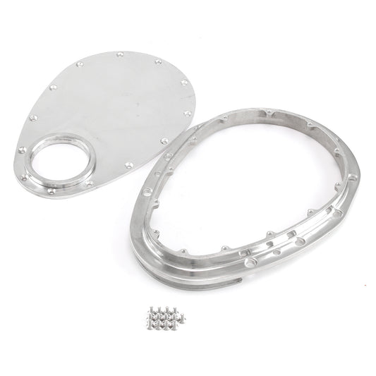 Cubierta de cadena de distribución delantera de aluminio extraíble y pulida para Chevy SBC 283 350 400