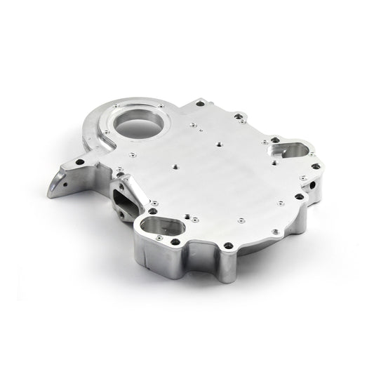 Ford 429 460 1968-97 Cubierta de cadena de distribución delantera de aluminio extraíble de 2 piezas pulida
