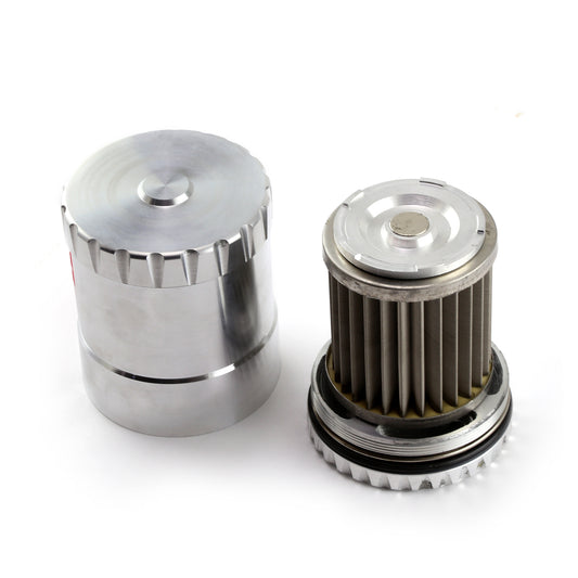 Filtro de aceite reutilizable de aluminio billet para GM Chevy con elemento de acero inoxidable e imán