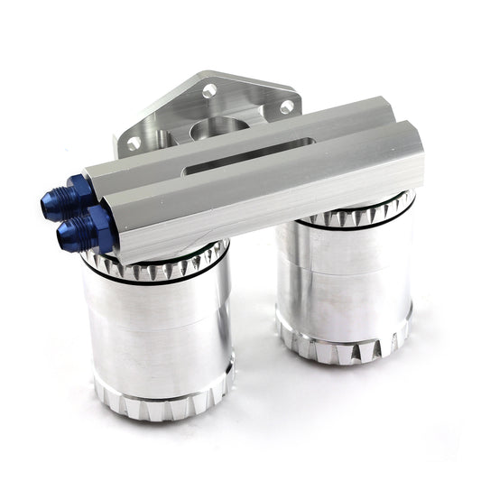 Kit de reubicación de filtro de aceite doble de aluminio billet con filtros reutilizables