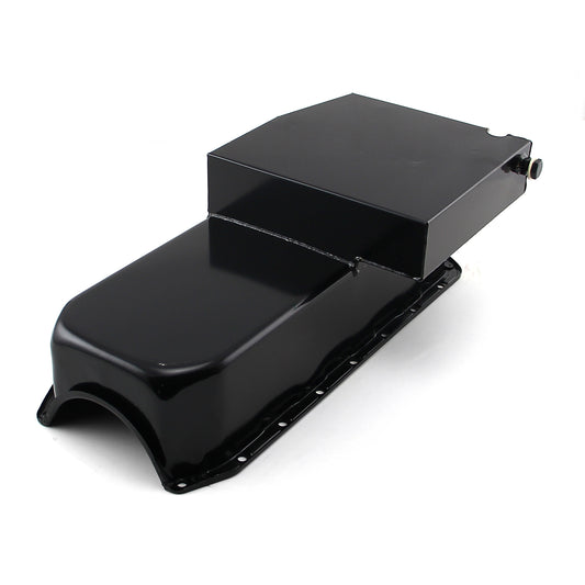 Chevy SBC 350 2Pcs Rms 1955-79 D/Side 7Qt Circle Track Oil Pan [Black]