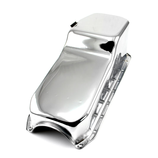 Cárter de aceite de repuesto para Chevy SBC 350 (2 piezas, 1955-79, lado D) [cromado]